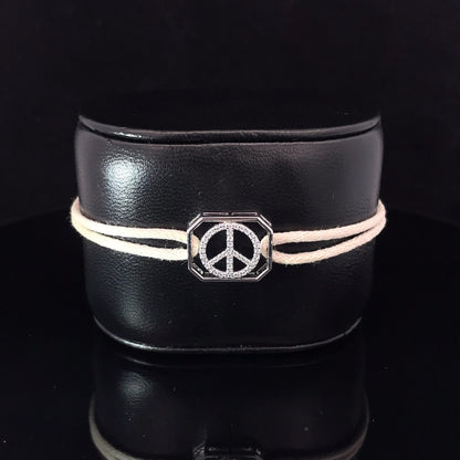 PEACE - SILVER KEEPSAKE BAND (CREAM)