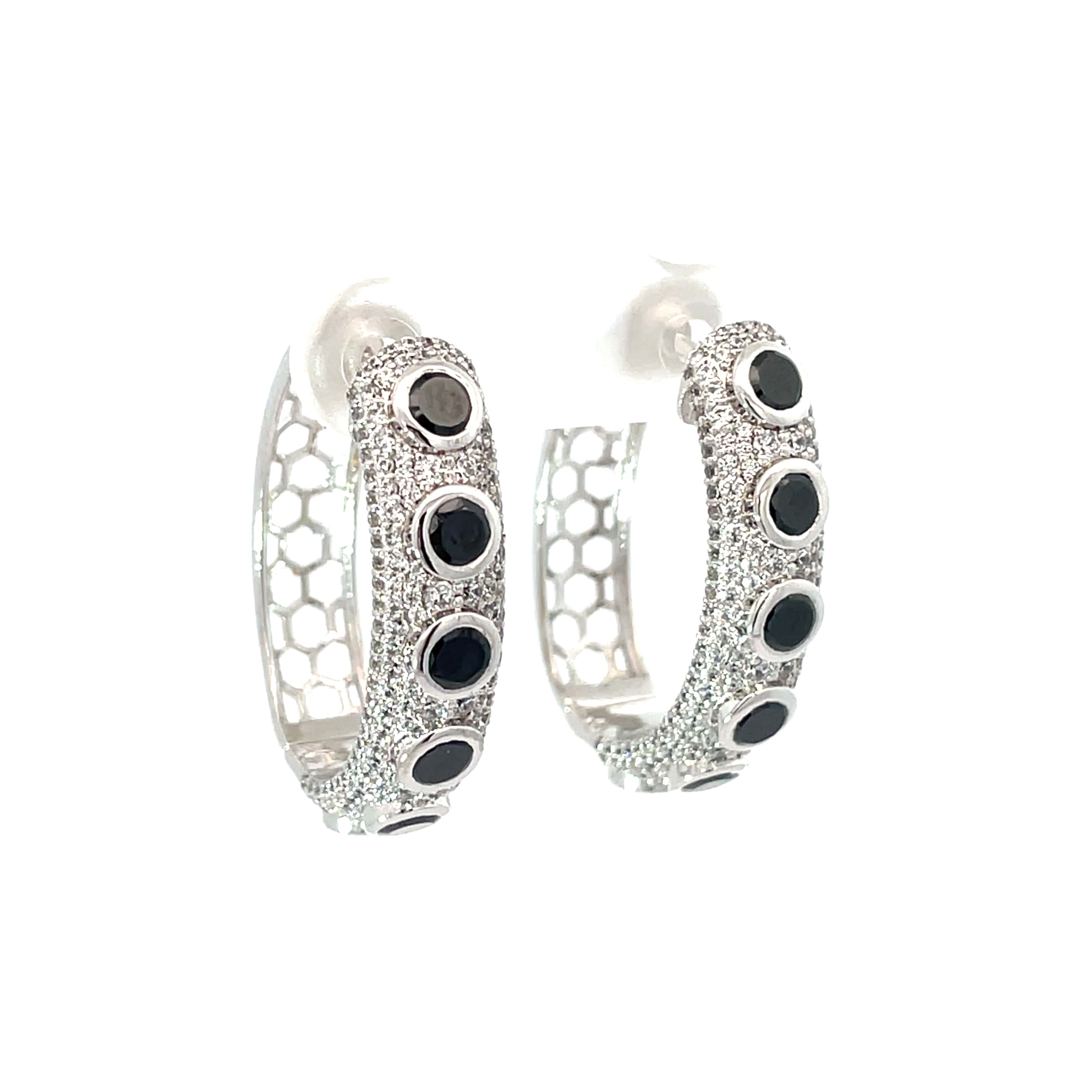 NOIR GLAM SILVER HOOPS