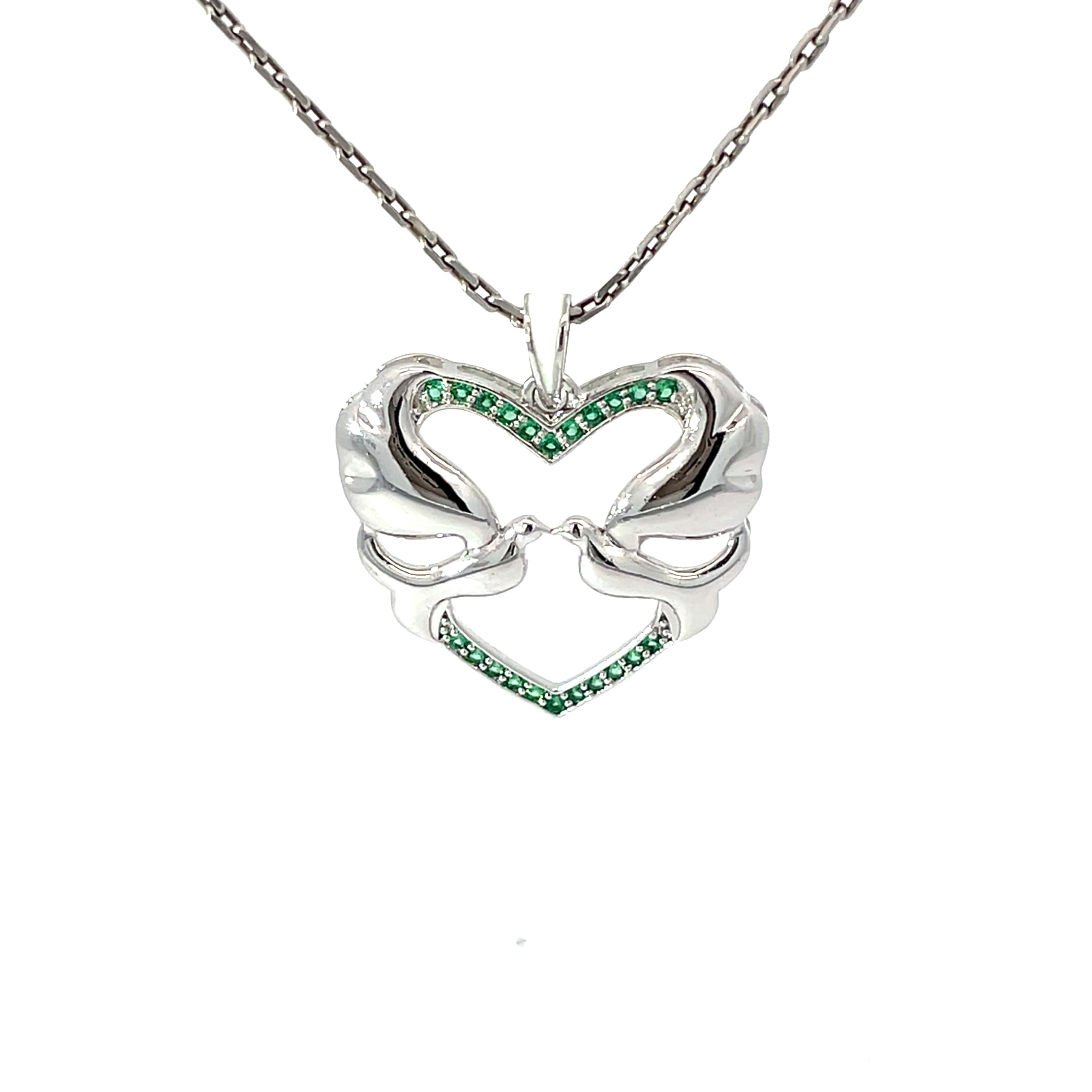 TWIN SWAN EMBRACE SILVER PENDANT CHAIN