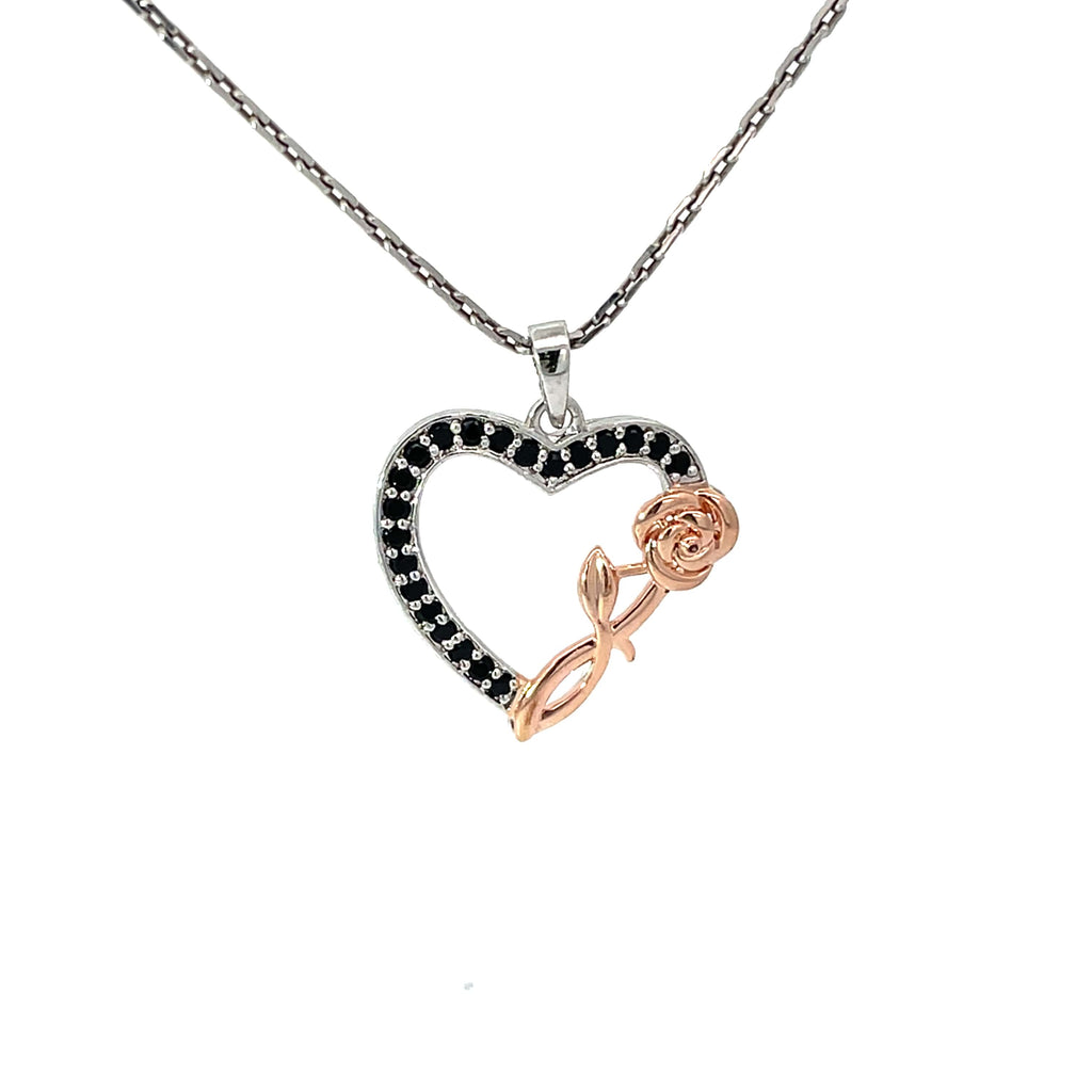 HEART OF ROSES SILVER PENDANT CHAIN