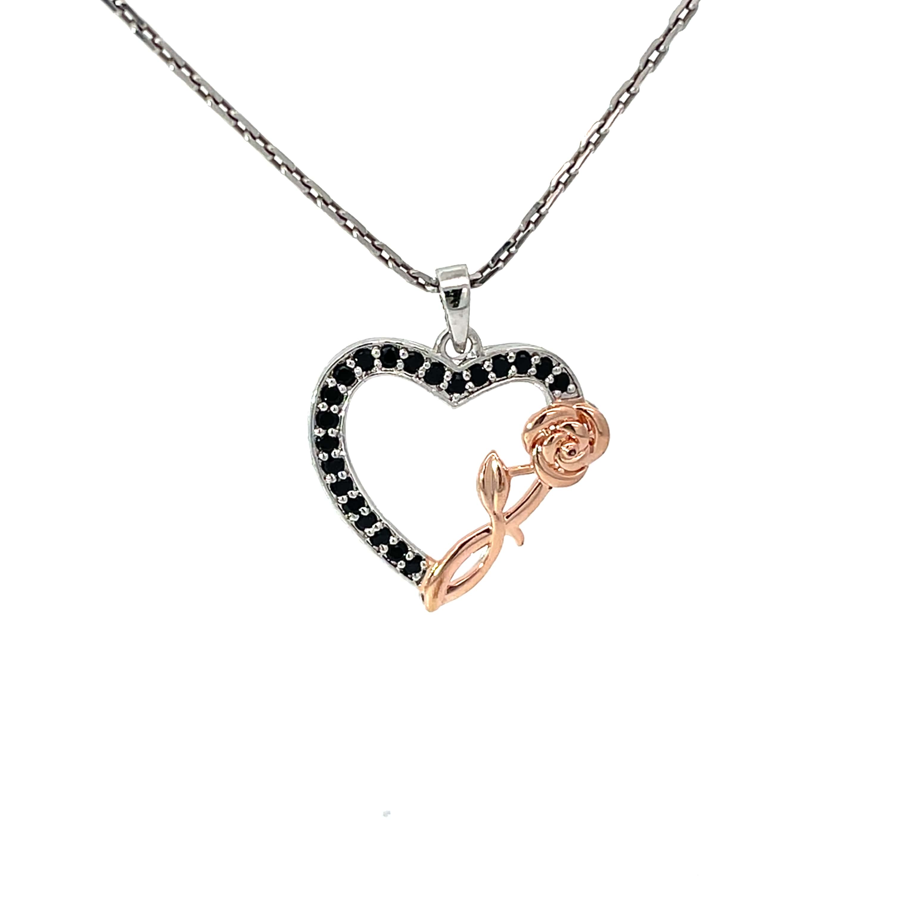 HEART OF ROSES SILVER PENDANT CHAIN