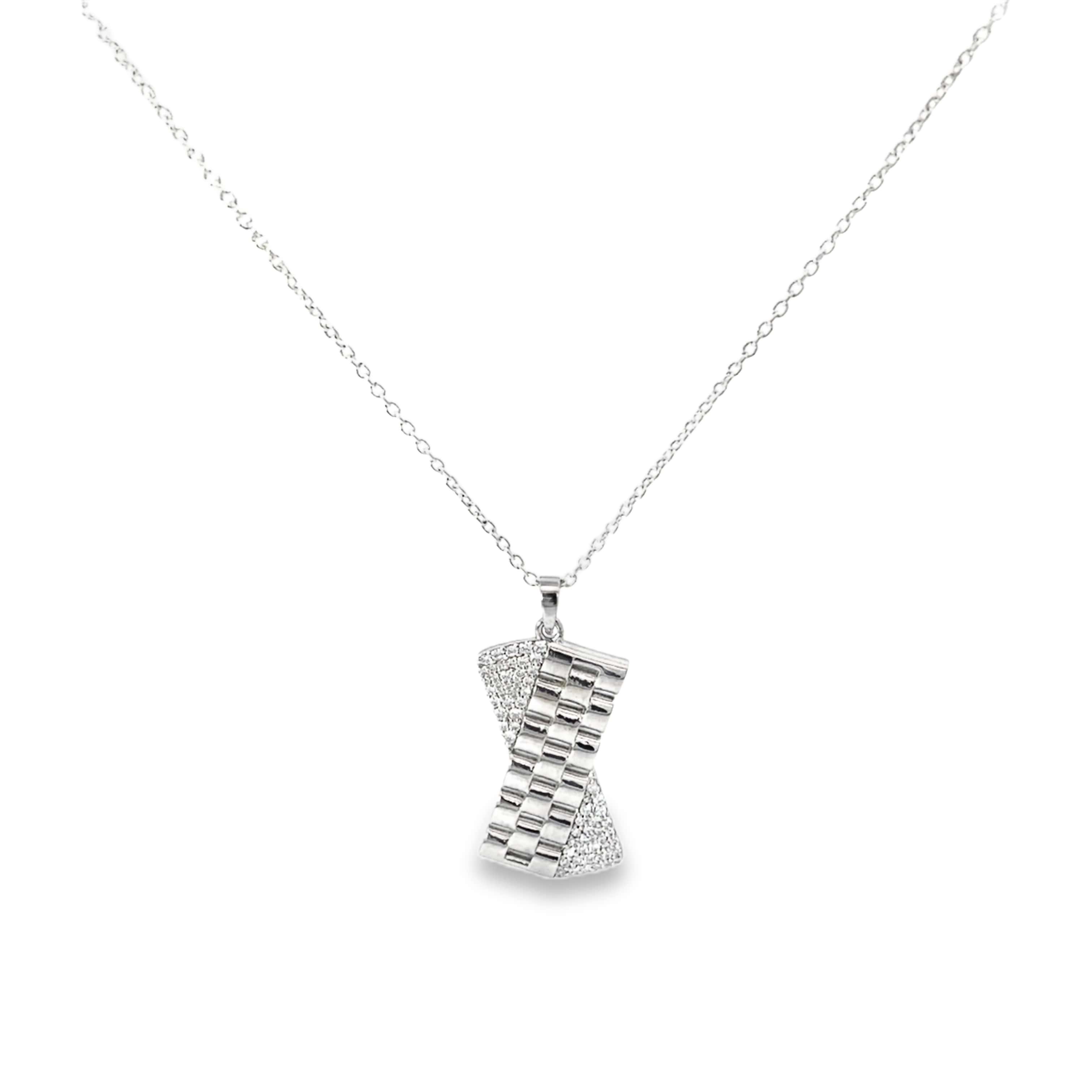 SCULPTED GLAMOUR SILVER PENDANT CHAIN