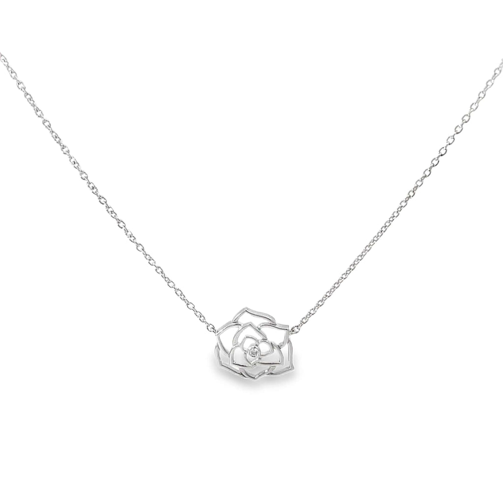 ROSE PETAL ELEGANCE SILVER PENDANT CHAIN