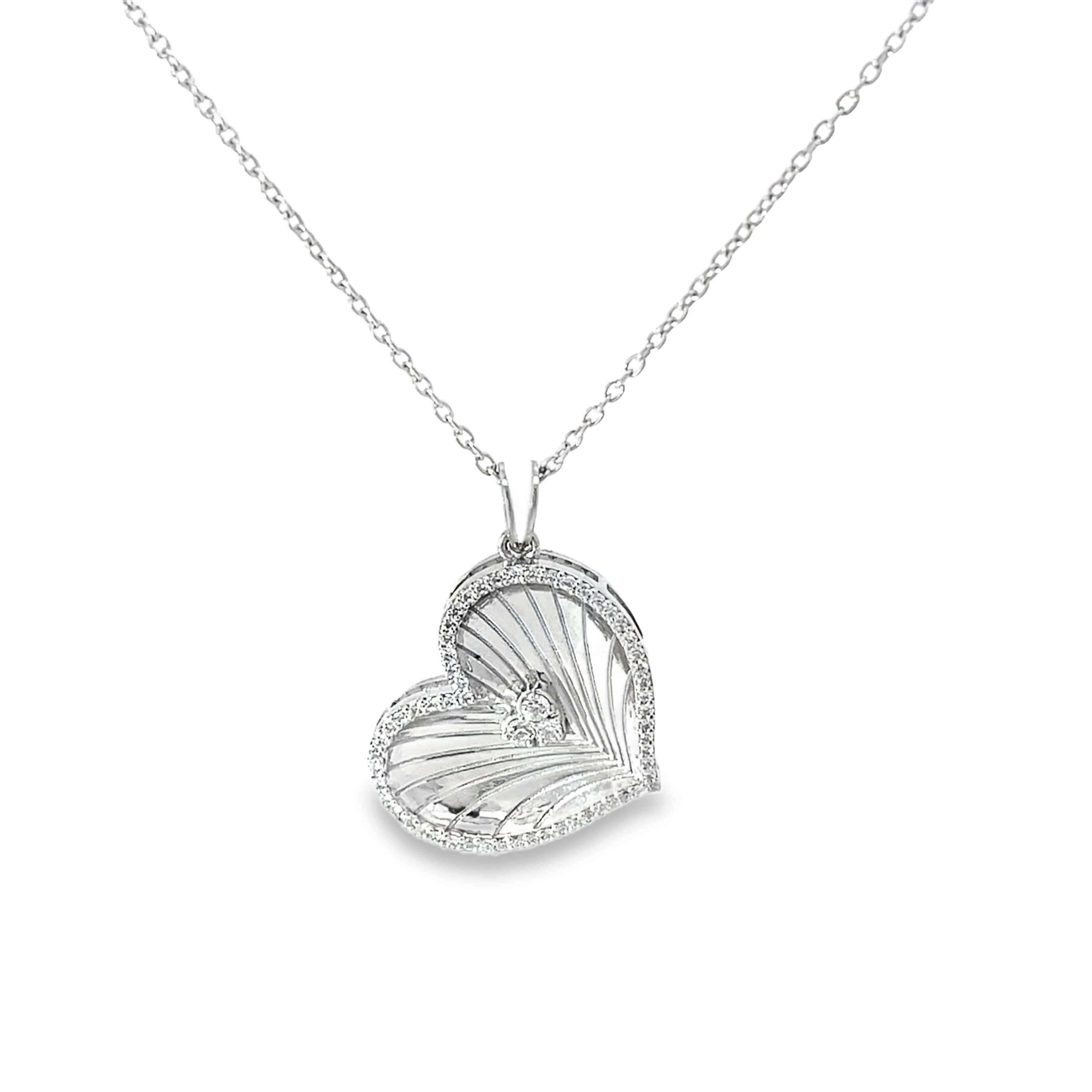 RAY OF LOVE HEART CHARM SILVER PENDANT CHAIN