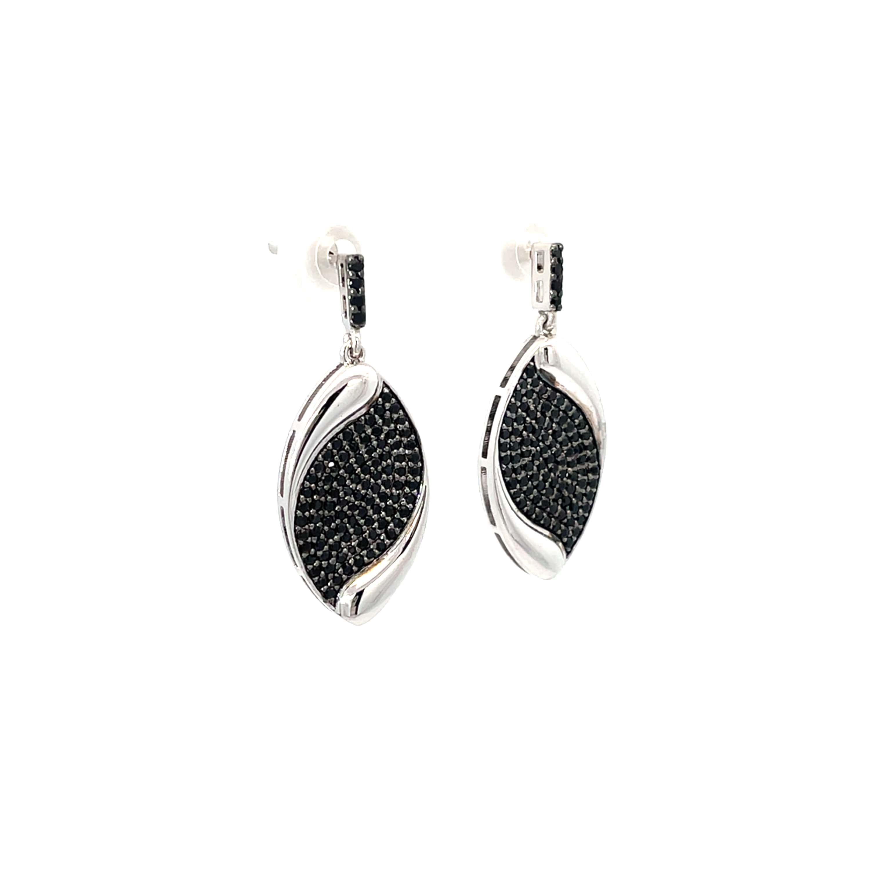 NIGHTFALL LEAF SILVER EARRINGS