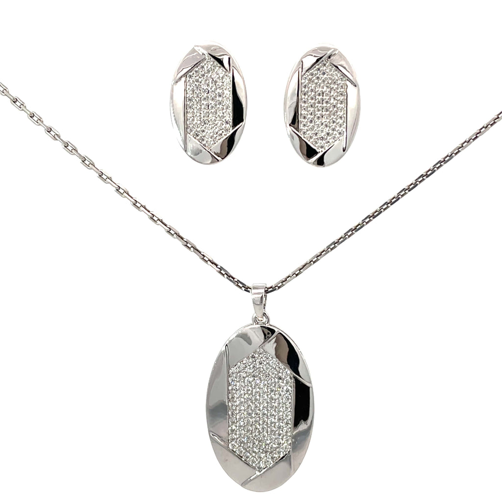 SLEEK DAZZLE SILVER PENDANT SET