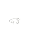 PERSONALISED J INITIAL AIRPLANE SILVER RING