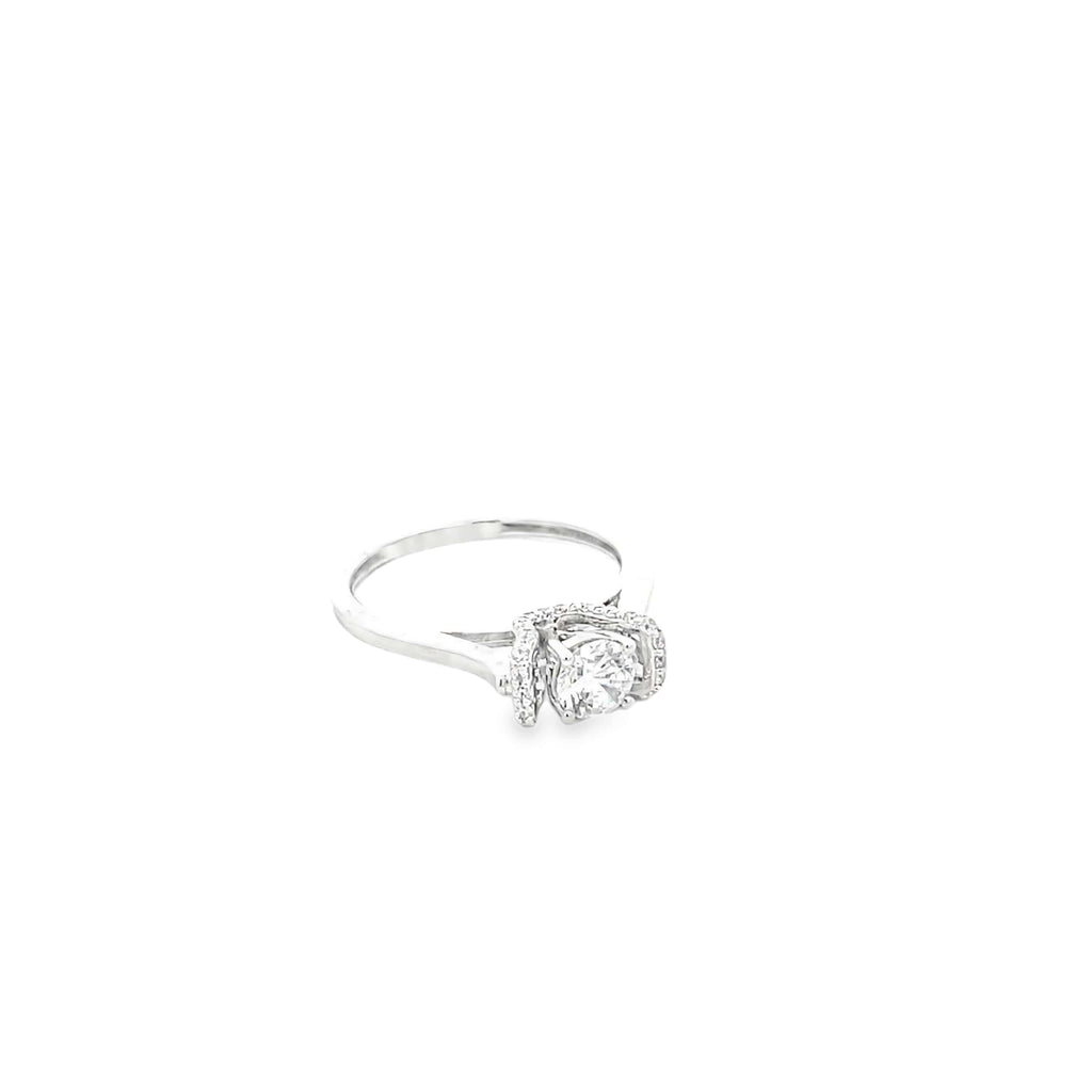 CRYSTAL CROWN SOLITAIRE SILVER RING
