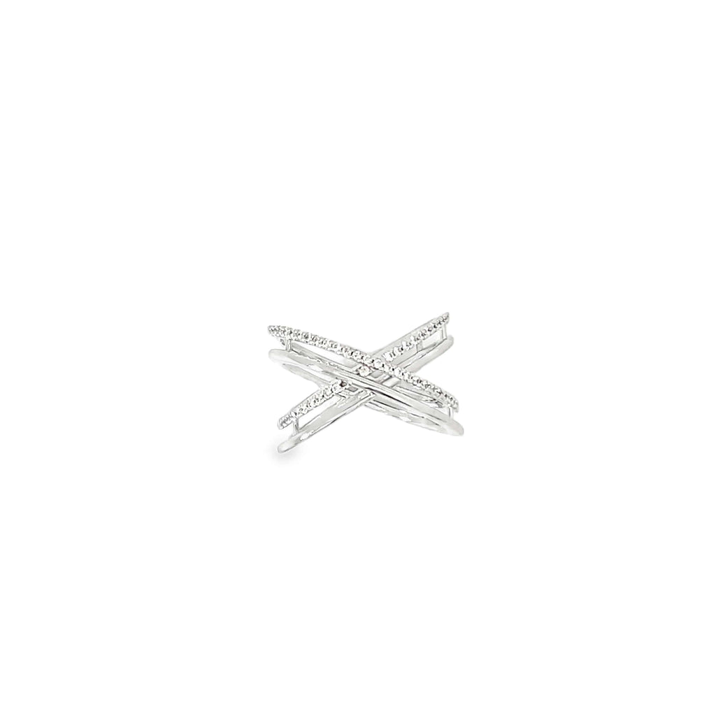 SILVER CRISS-CROSS BAND RING