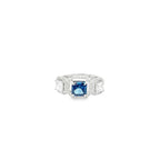 ROYAL BLUE PRINCESS CUT SILVER RING