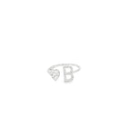 PERSONALISED B INITIAL HEART SILVER RING