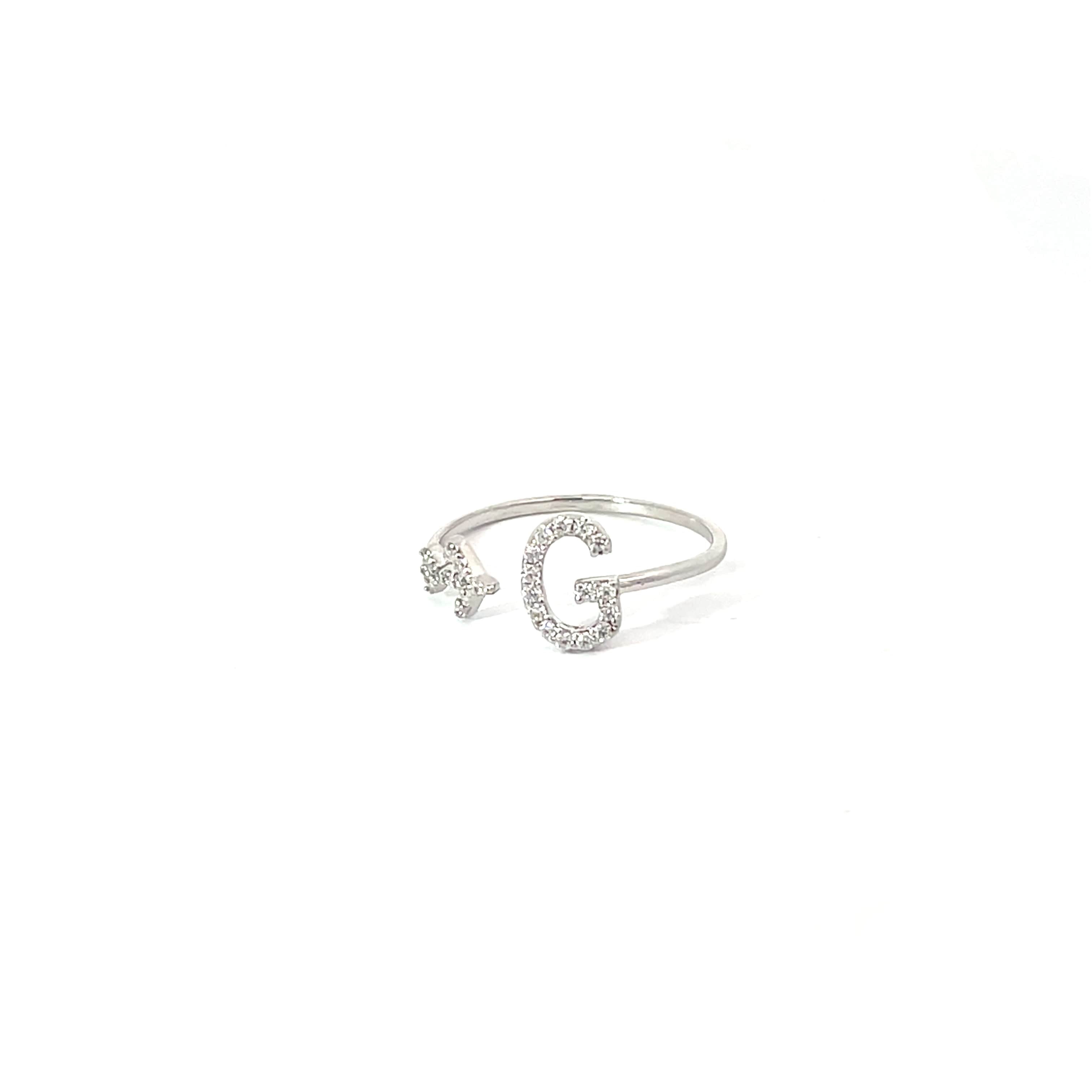 PERSONALISED G INITIAL AIRPLANE SILVER RING