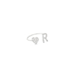 PERSONALISED R INITIAL HEART SILVER RING