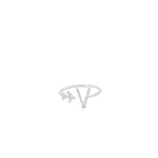 PERSONALISED V INITIAL AIRPLANE SILVER RING