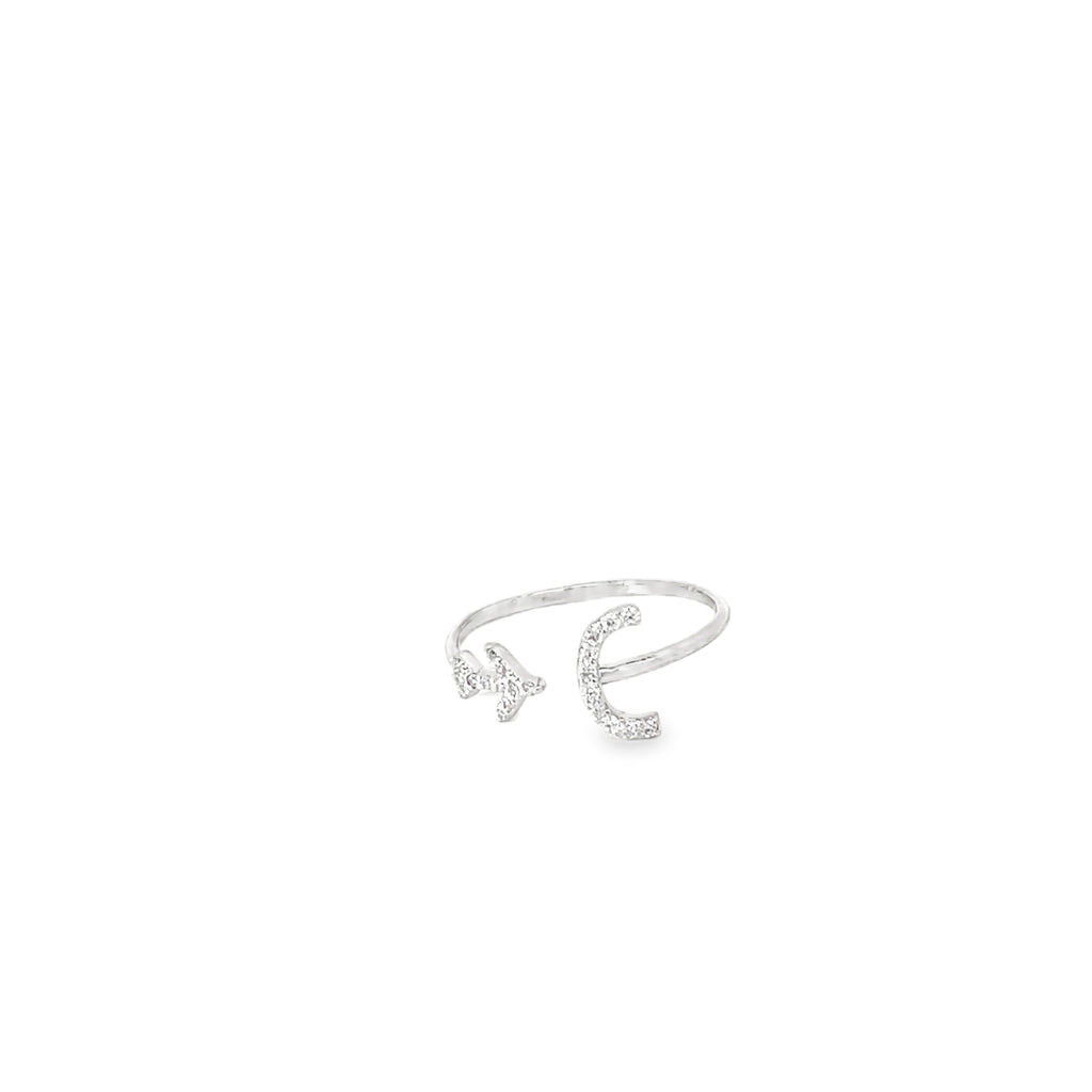 PERSONALISED C INITIAL AIRPLANE SILVER RING