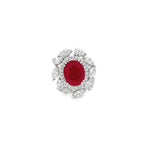 SCARLET BLOOM COCKTAIL SILVER RING