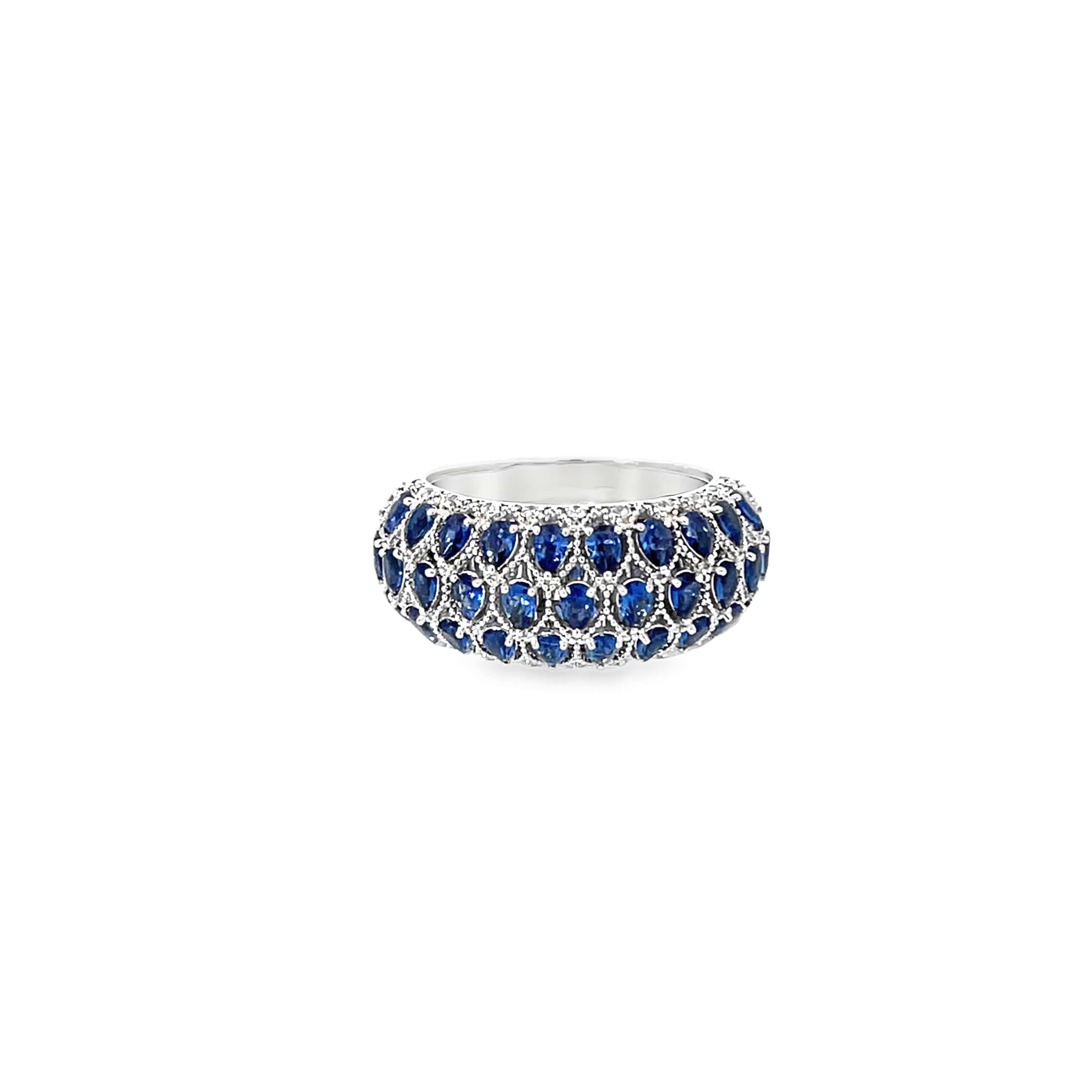 SAPPHIRE QUILT SILVER RING