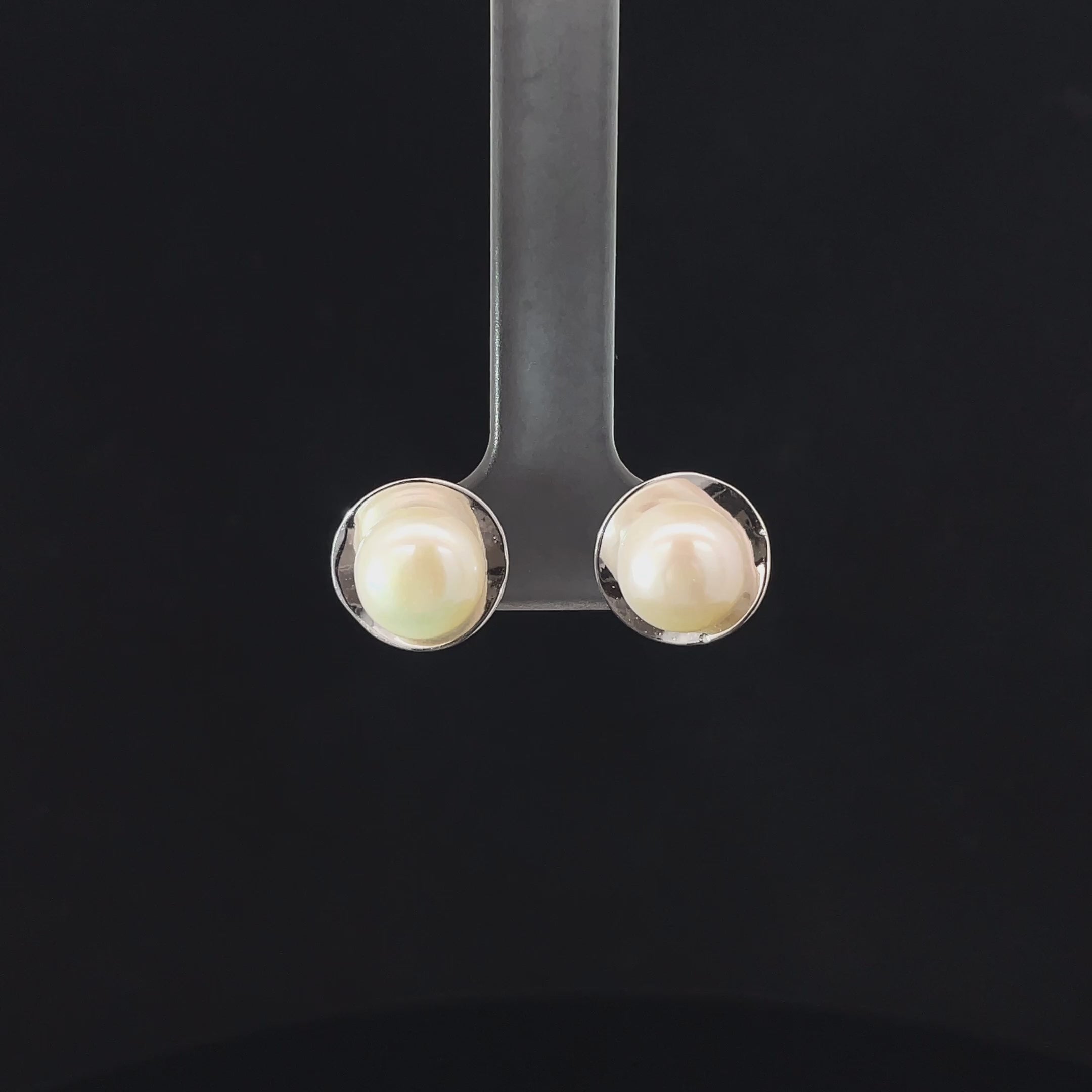 SILVER WHITE WHISPER STUDS