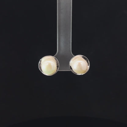 SILVER WHITE WHISPER STUDS