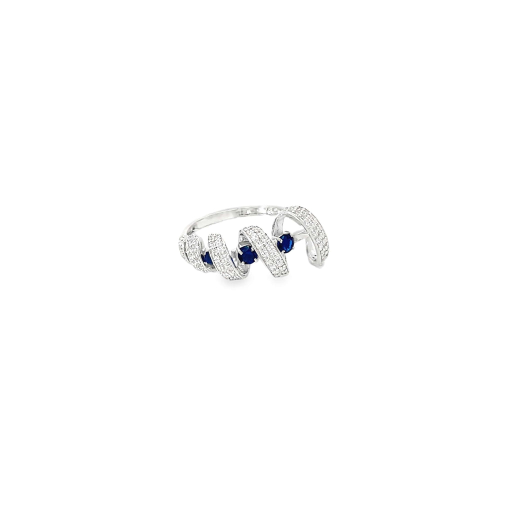 SAPPHIRE SPIRAL SILVER RING